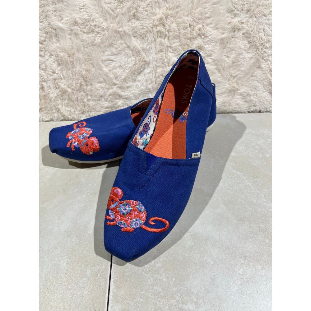 TOMS Women’s Size 8 Year Of The Rat 2020 Canvas Slip On Shoes EUC